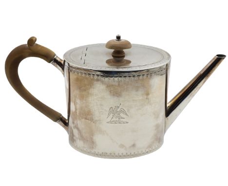 English GEO III Sterling Silver Teapot 13.9 ozt Impressive Early Coat of Arms.  Eagle Biting / Gripping Spear. ca 1793 Size: 