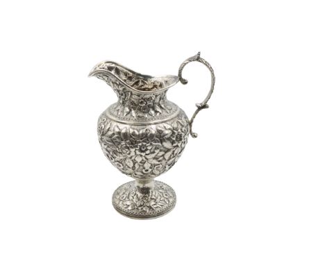 Kirk Sterling Silver Repousse Pitcher 12.4 ozt Marked "11oz" Size: 6 x 5 x 7 in. Approx 12.4 ozt  1235