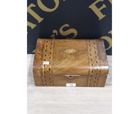 VINTAGE HEAVILY INLAID WALNUT JEWELLERY CHEST AF