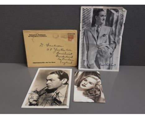 EDWARD G.ROBINSON 1893-1973 AMERICAN ACTOR ATTRACTIVE DEDICATED SIGNED VINTAGE PHOTOGRAPH WITH ORIGINAL PRINTED ENVELOPE