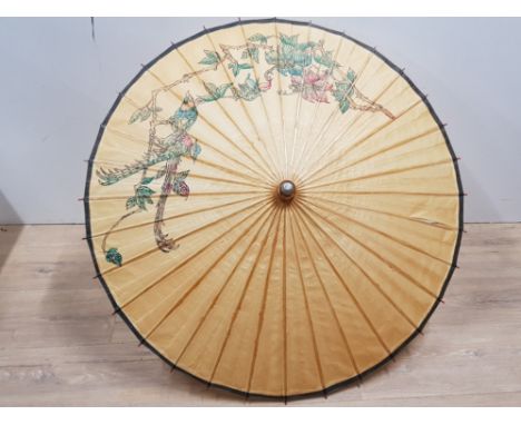 VINTAGE ORIENTAL PAPER PRINTED PARASOL 86CM BY 58CM
