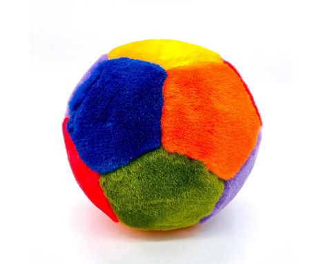 In multicolored patches. Steiff material tag attached. Dimensions: 5.5""H x 5.25"" dia.Manufacturer: SteiffCountry of Origin:
