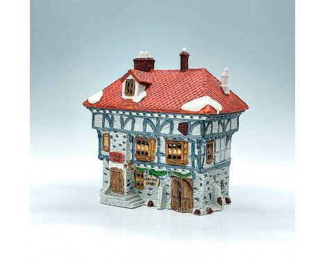 Part of the Dickens Village Series. Porcelain, building rises three stories, ground level has pub for refreshments plus stabl