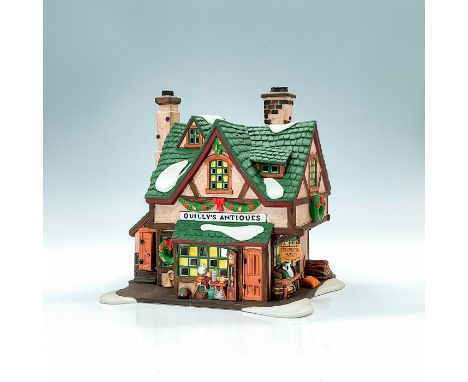 Part of the Dickens Village Series. Porcelain, depicting wattle and daub style antique shop with light feature. This item has