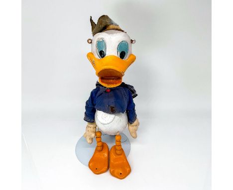Donald Duck made by famous UK puppet house, Pelham. Issued: 20th CenturyDimensions: 4.5"L x 4.5"W x 9.5"HManufacturer: Pelham