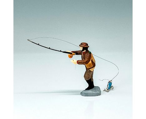 Part of the New England Village Series. Hand-painted porcelain figure of man flyfishing. Department 56 backstamps. This item 