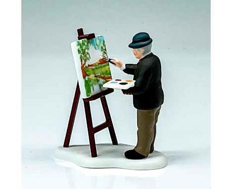 An older man is painting a landscape portrait of a summer scene. This item has its original box. Original box's dimensions: 3