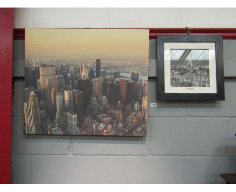 A Henri Silberman photograph print of the Chrysler building, New York 29cm x 29cm together with a large print on canvas of th
