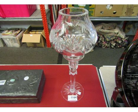 A Waterford crystal glass candlestick with shade 