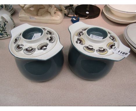 A pair of Poole mushroom pots