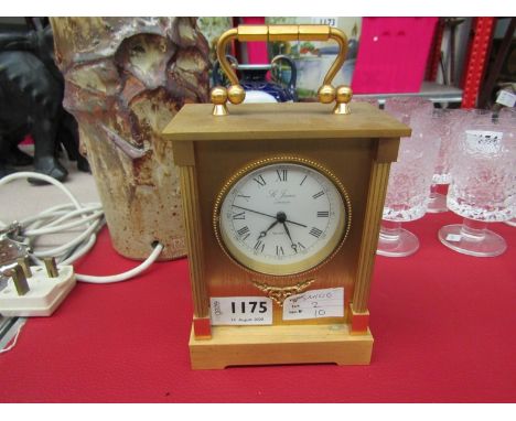 A St. James London Quartz carriage clock with brush brassed case   