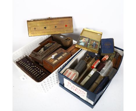 Cribbage boards, dominos, playing cards etc 