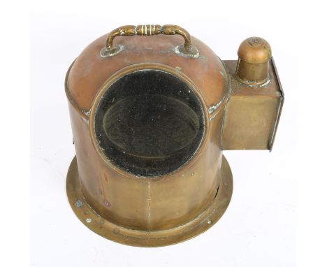A brass ship's binnacle compass, unmarked, height 26cm 