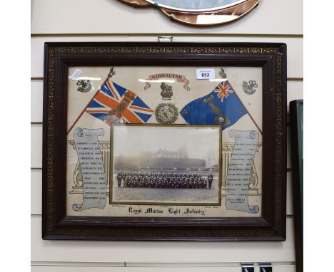 Gibraltar Royal Marine Light Infantry Regiment photograph, framed, overall 42cm x 51cm 