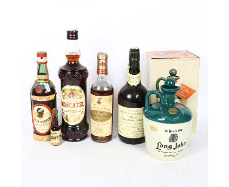 Various wines and spirits, including La Madeleine Sauternes, Amontillado Sherry, Long John Scotch Whisky etc (6) 