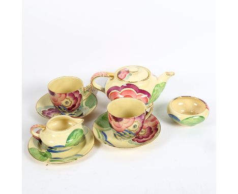 1930s Grays Pottery Tea For Two set, with painted floral design 