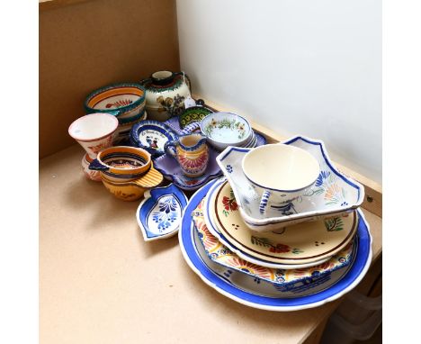 A collection of quimper dishes, vase etc 