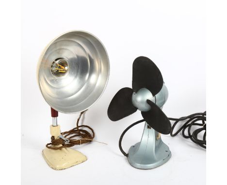 A Vintage Pifco desk lamp, and a GEC electric fan (2) 