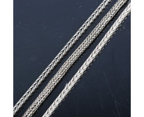 3 Danish silver chain bracelets, makers include Sue Sandek and Jens Ove Pedersen, lengths 20cm and 2 x 18cm, 43g total (3) 