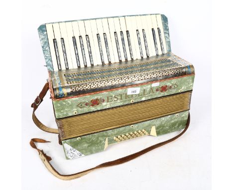 A cased Vintage Estrella piano accordion 