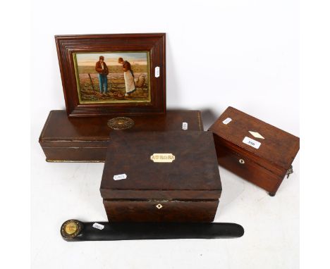 An early 20th century German leather-covered glove box, by M Wurzl &amp; Sohne, Aurora birds eye maple box, Regency mahogany 