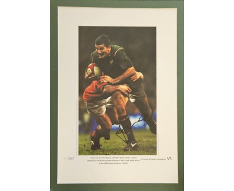 Joost van der Westhuizen signed limited edition print - Since winning his first cap as a 22-year-old, Joost van der Westhuize