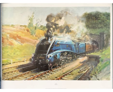 Vintage Train 32x25 inch colour print titled Mallard by the artist Terence Cuneo. Good condition. All autographs come with a 