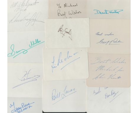 Motorcycle Racing - Twelve vintage signed cards, 4.5x3.5 inches, one smaller, three dedicated. They are Bill Lomas, Dave Crox