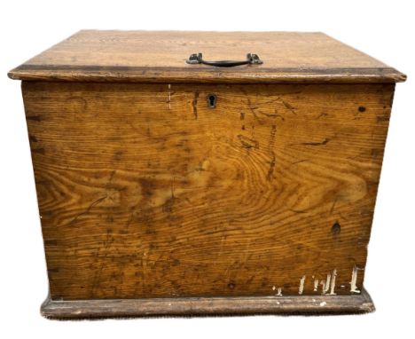 A small vintage ashwood two section trunk, 19th century