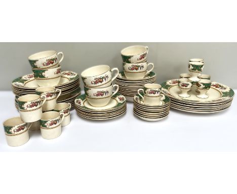 A Sampson Bridgwood &amp; Sons china service of tea and dinner wares, decorated with flowers (a lot)