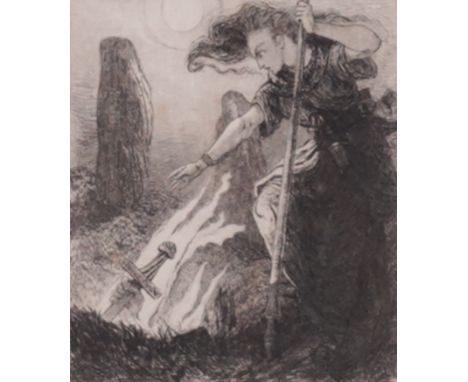 WILLIAM BELL SCOTT (BRITISH, 1811-1890) AFTER ALICE BOYDThe Incantation of Hervor
etching
image size 8.2 x 7.2cm, plate size 