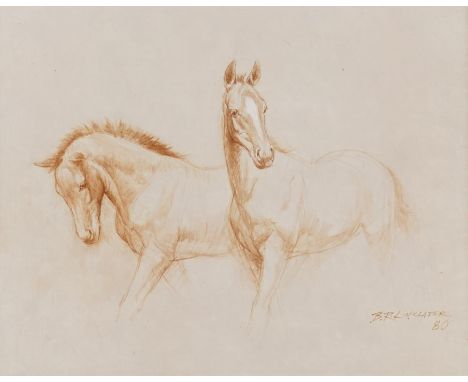 BARRIE REITH LINKLATER (BRITISH, 1931-2017)Horses signed and dated 'B. R. LINKLATER 80' (lower right) oil on board 19 x 24.5c
