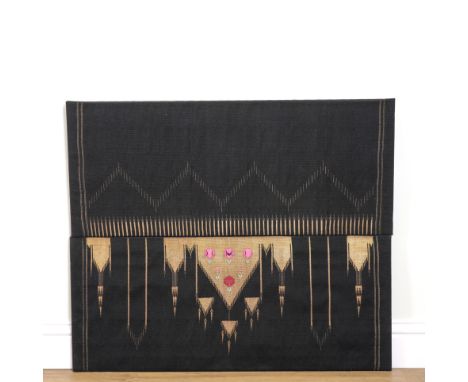A PAIR OF SYRIAN GOLD THREAD, WOOL AND SILK TAPESTRY PANELS (2)19th Century  Later backed and mounted, 102cm x 43cm
