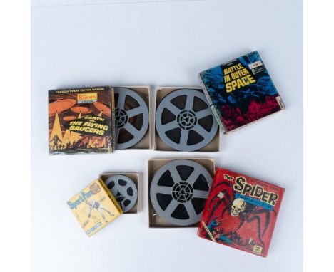 A set that includes The Spider, Battle in Outer Space, Earth vs The Flying Saucers, and Sport Parade. Marked Columbia Picture