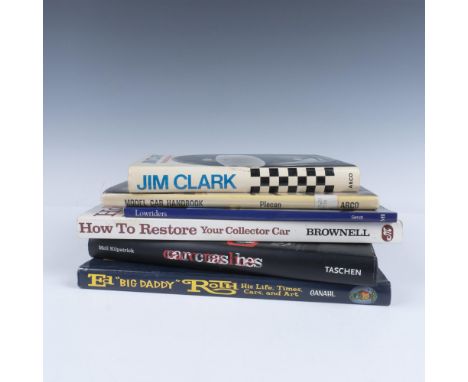 A set of 6 books including How to Restore Your Collector Car by Tom Brownell, Car Crashes and Other Sad Stories by Mell Kilpa