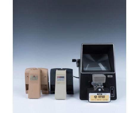 This vintage retro set includes a compact, user-friendly tool for editing Super 8 film, featuring a built-in viewer for real-