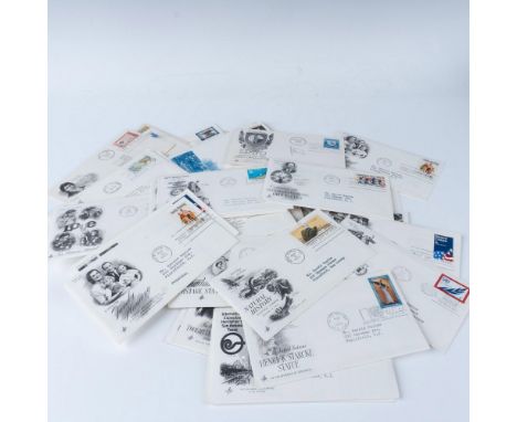 This extensive collection features over 45 First Day Covers, showcasing a diverse array of themes including Canadian, Politic