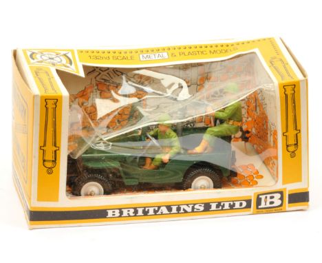 Britains 'Military Vehicles' Range - Set No. 9786 'U.S. Jeep', Boxed. White wheel hubs version with two plastic figures &amp;
