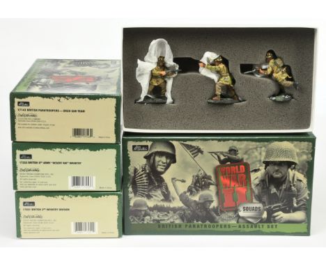 Britains, a boxed group of World War II Squads Series Sets. Includes 17253 British 8th Army "Desert Rat" Infantry, 17251 Brit