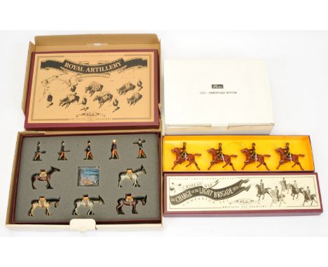 Britains, a mixed Trio of Figure Sets. Includes 17510 Camouflage Netting, 3111 The 4th Light Dragoons &amp; 8857 Royal Artill