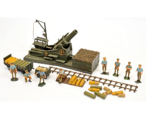 Converted Britains - 12" Howitzer on Stationary Field Mounting, with 9-man crew &amp; accessories. Built and painted by Castl