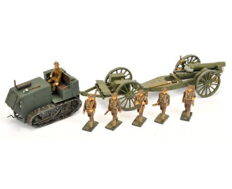 Model of a 'Holt 10-Ton 1917 Tractor Towing British 26cwt 6" Howitzer &amp; Limber'. Built and painted by Castlewood Soldiers