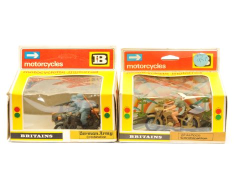 Britains 'Motorcycles' Range - A Pair of Boxed Sets. Comprising: Set No. 9681 'German Army Combination' &amp; 9393 'Afrika Ko