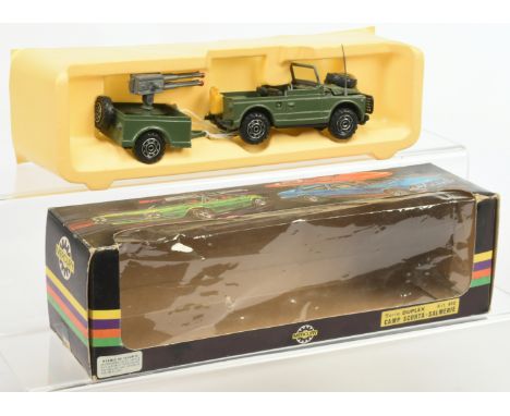 Mercury Military 410 Jeep With Gun Trailer - Drab Green with chrome and black plastic wheels - Near Mint in a Good window box