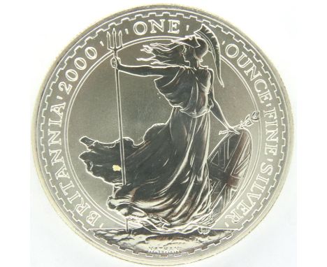 2000 Britannia silver bullion round with CoA. P&amp;P Group 1 (£14+VAT for the first lot and £1+VAT for subsequent lots) 