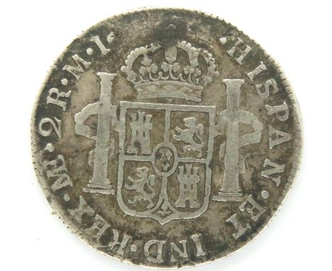 1787 Spanish Pirate silver two Reales. P&amp;P Group 1 (£14+VAT for the first lot and £1+VAT for subsequent lots) 