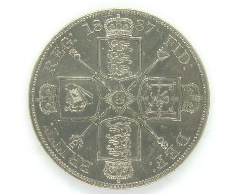1887 silver double florin of Queen Victoria. P&amp;P Group 1 (£14+VAT for the first lot and £1+VAT for subsequent lots) 