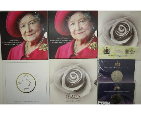 Seven UK commemorative crowns and tokens. P&amp;P Group 1 (£14+VAT for the first lot and £1+VAT for subsequent lots) 