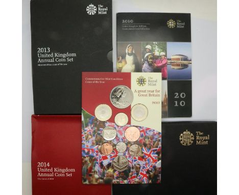 Five UK proof coin sets: 2010, 2011, 2012, 2013 and 2014. P&amp;P Group 1 (£14+VAT for the first lot and £1+VAT for subsequen