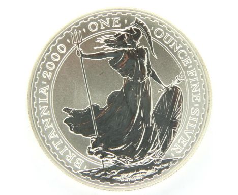 2000 Britannia silver bullion round with CoA. P&amp;P Group 1 (£14+VAT for the first lot and £1+VAT for subsequent lots) 